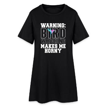 Attention - L’observation des oiseaux me rend excité - Robe T-shirt Femme - noir - Devant