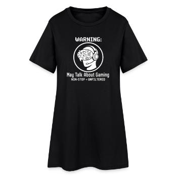 Avertissement : Peut parler de chemise de jeu | Joueur - Robe T-shirt Femme - noir - Devant