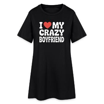 J’adore mon petit ami fou Liebe meinen Freund - Robe T-shirt Femme - noir - Devant