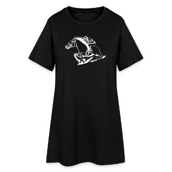 Pferde T-shirt Geschenk Reiter  - Frauen T-Shirt-Kleid - Schwarz - Vorne