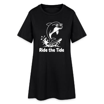 Dauphin Skateboard Wave - Robe T-shirt Femme - noir - Devant