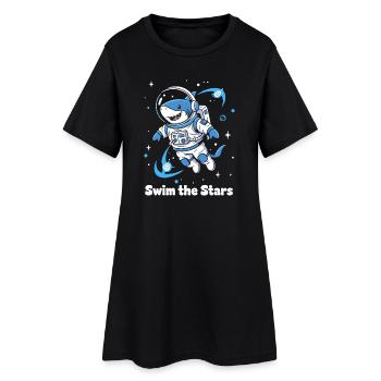 Astronaute requin de l’espace - Robe T-shirt Femme - noir - Devant