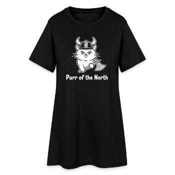 Chat viking avec hache - Robe T-shirt Femme - noir - Devant