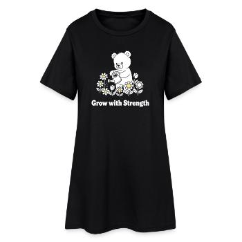 L’ours arrose les fleurs – la force grandit - Robe T-shirt Femme - noir - Devant