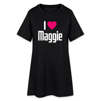 J’adore Maggie Cœur Rose J’aime Maggie - Robe T-shirt Femme - noir - Devant