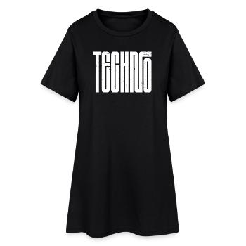 Typographie rétro techno audacieuse - Robe T-shirt Femme - noir - Devant
