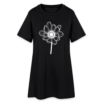 Fleur blanche graphique - Robe T-shirt Femme - noir - Devant