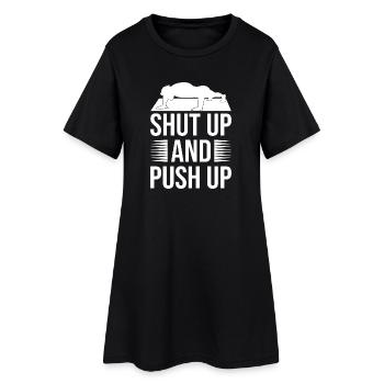 Gym Junkies Tais-toi et Push Up Gymnastique suédoise Fitness - Robe T-shirt Femme - noir - Devant