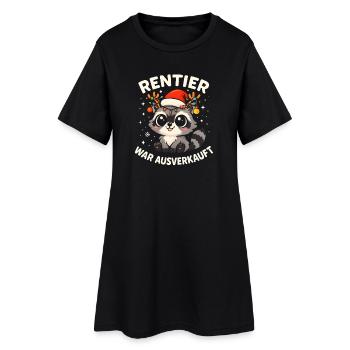 Weihnachten Waschbär Humor Lustig Witzig Xmas  - Frauen T-Shirt-Kleid - Schwarz - Vorne