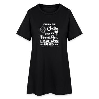 Chefin dieses verrückten Haufens - Frauen T-Shirt-Kleid - Schwarz - Vorne