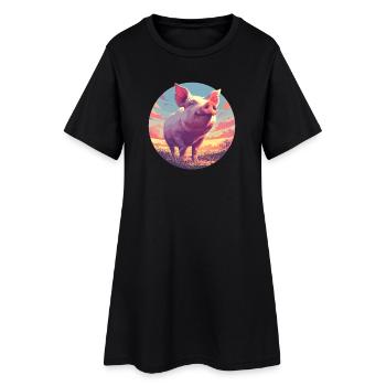 Cochon Cochon - Robe T-shirt Femme - noir - Devant