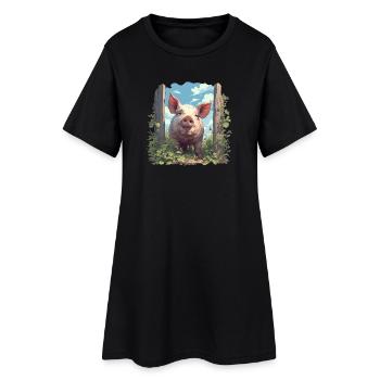 Cochon Cochon - Robe T-shirt Femme - noir - Devant