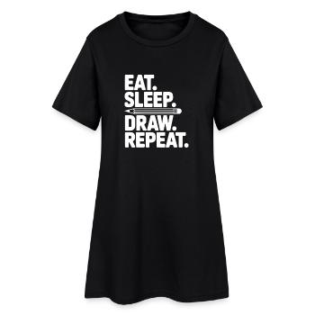 Manger. Dormir. Dessiner. Répéter. - Robe T-shirt Femme - noir - Devant
