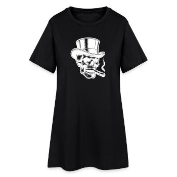 Daring Skull with Elegant Top Hat - Women’s T-Shirt Dress - black - Front