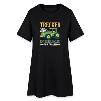 Tractor Driver Hobby Farmer Tractor Men Saying - Women’s T-Shirt Dress - black - Front