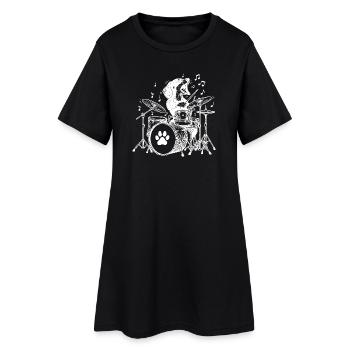 Musikalischer Dackel Trommler - Frauen T-Shirt-Kleid - Schwarz - Vorne