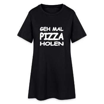 Pizza - Frauen T-Shirt-Kleid - Schwarz - Vorne