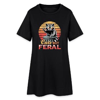 Funny Raccoon - Women’s T-Shirt Dress - black - Front