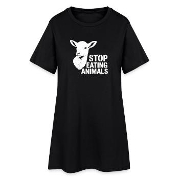 Bien-être animal | Arrêtez de manger des animaux Déclaration végétalienne - Robe T-shirt Femme - noir - Devant