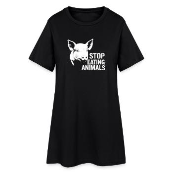 Tierwohl | Schweineprotest Stop Eating Animals - Frauen T-Shirt-Kleid - Schwarz - Vorne