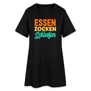 Nourriture Gaming Sleeping Gamer Dicton - Robe T-shirt Femme - noir - Devant