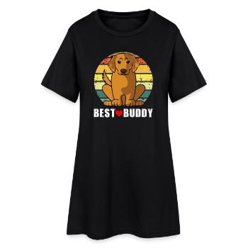 Golden Retriever Meilleurs Amis, Papa Chiot Mignon - Robe T-shirt Femme - noir - Devant