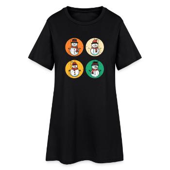 Noël du bonhomme de neige du Père Noël - Robe T-shirt Femme - noir - Devant