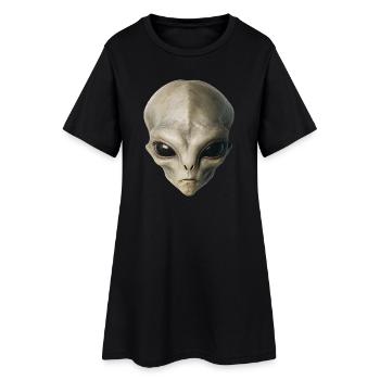 Alien Kopf - Frauen T-Shirt-Kleid - Schwarz - Vorne