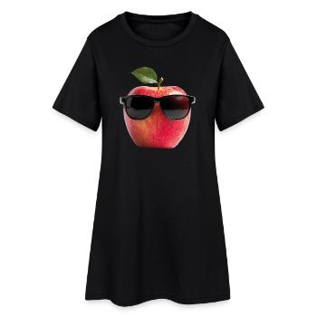 Apfel mit Sonnenbrille - Frauen T-Shirt-Kleid - Schwarz - Vorne