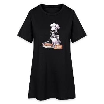 Squelette boulanger drôle motif de cuisine - Robe T-shirt Femme - noir - Devant
