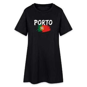 Drapeau de Porto Portugal - Robe T-shirt Femme - noir - Devant