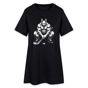 Muskulöser Schäferhund Eishockeyspieler Silhouette - Women’s T-Shirt Dress - black - Front