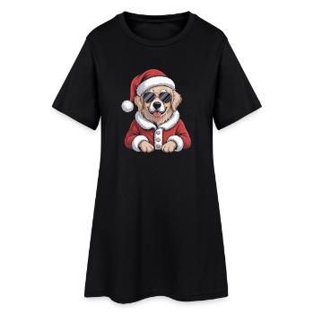 Chien de Noël en costume de Père Noël - Robe T-shirt Femme - noir - Devant