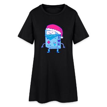 Kawaii Weihnachts-Roboter Santa Bot - Frauen T-Shirt-Kleid - Schwarz - Vorne