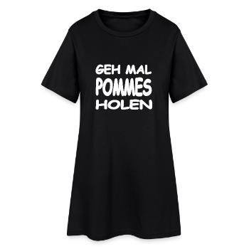 Pommes - Frauen T-Shirt-Kleid - Schwarz - Vorne