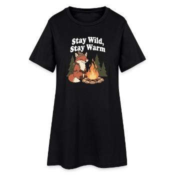 Restez sauvages, restez au chaud près du feu de camp - Robe T-shirt Femme - noir - Devant