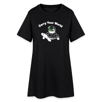 Glasdom Schildkröte Welt im Panzer - Frauen T-Shirt-Kleid - Schwarz - Vorne