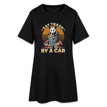 Funny Opossum - Frauen T-Shirt-Kleid - Schwarz - Vorne
