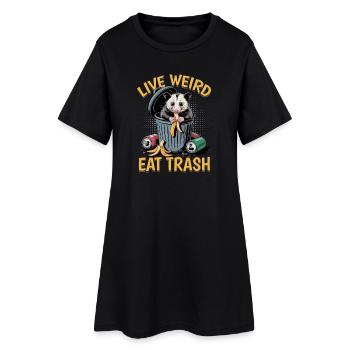 Funny Opossum - Frauen T-Shirt-Kleid - Schwarz - Vorne