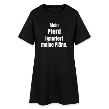 Mein Pferd ignoriert meine Pläne - Frauen T-Shirt-Kleid - Schwarz - Vorne