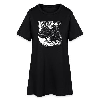 Cheeky Chimp Sips Beer - Women’s T-Shirt Dress - black - Front