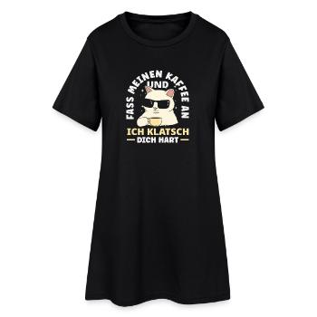 Lustige Katze Kaffee Spruch Büro Kaffeeliebhaber - Frauen T-Shirt-Kleid - Schwarz - Vorne