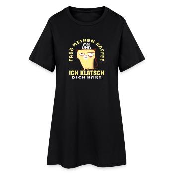 Chat drôle de café en disant Amant du café de bureau - Robe T-shirt Femme - noir - Devant