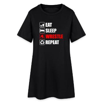 Mange, dors, lutte drôle, lutteur - Robe T-shirt Femme - noir - Devant