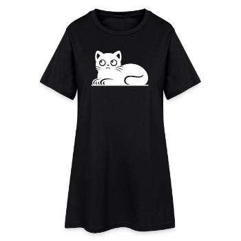 Dessin mignon de style tatouage de chat chat - Robe T-shirt Femme - noir - Devant