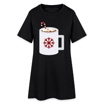 Snowflake Cocoa Mug Art - Women’s T-Shirt Dress - black - Front