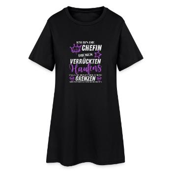 Chefin Chaos Crew – Frauenpower Sprüche - Frauen T-Shirt-Kleid - Schwarz - Vorne