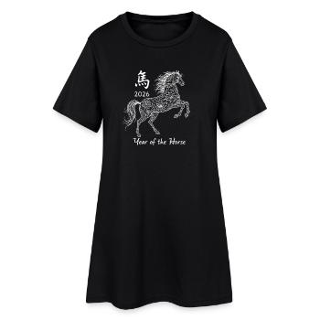 Année du Cheval 2026 Nouvel An chinois - Robe T-shirt Femme - noir - Devant