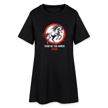 Année du Cheval 2026 Nouvel An chinois - Robe T-shirt Femme - noir - Devant