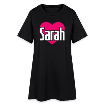 I Love Sarah Pinkes Herz Ich liebe Sarah - Frauen T-Shirt-Kleid - Schwarz - Vorne
